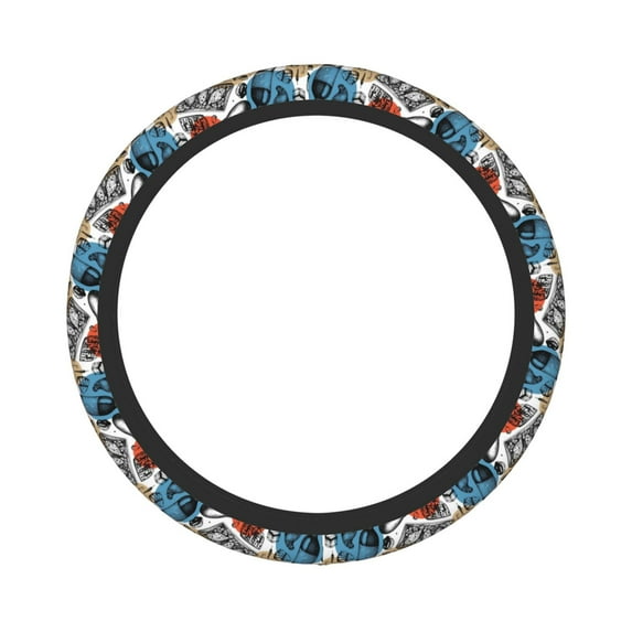 Balery French Food print Steering Wheel Covers Elastic Skidproof Steering Wheel Protective Cover Case for Men Women Universal 15 Inches Cars Accessories