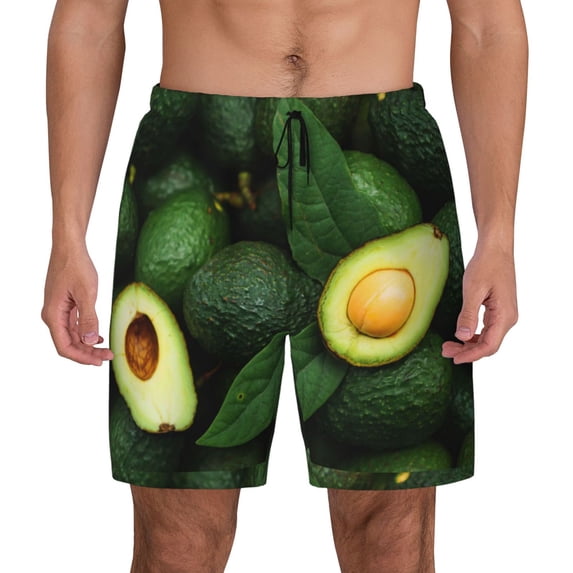 Balery Fresh Avocados Mens Swim Trunks Swim Shorts for Men Quick Dry Inseam Beach Shorts with Compression Liner Pocket-X-Large