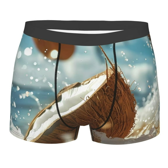 Balery Fresh Coconut Splash Men's Boxer Briefs, Soft and Breathable Cotton Underwear with nylon Waistband-XX-Large
