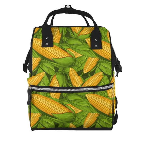 Balery Fresh Corn 1 Mummy Backpack - Waterproof Twill Canvas, Large Capacity Diaper Bag with Multiple Pockets and Adjustable Straps