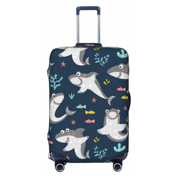 Balery Friendly Smiling Sharks Luggage Cover Protector, Scratch And Dirt Resistant, Fits 18-32 Inch Luggage(excluding luggage) - Medium