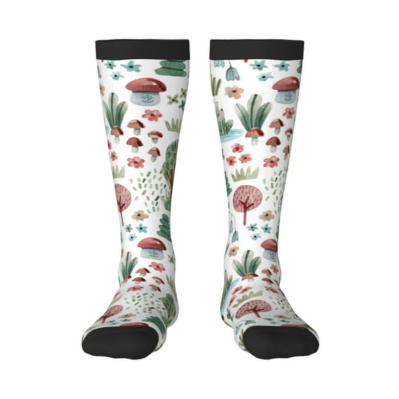 Balery Frog And Forest Plants Fun Novelty Socks Men'S Women'S Crew Socks Funny Crazy Novelty Socks Quirky And Cool Socks