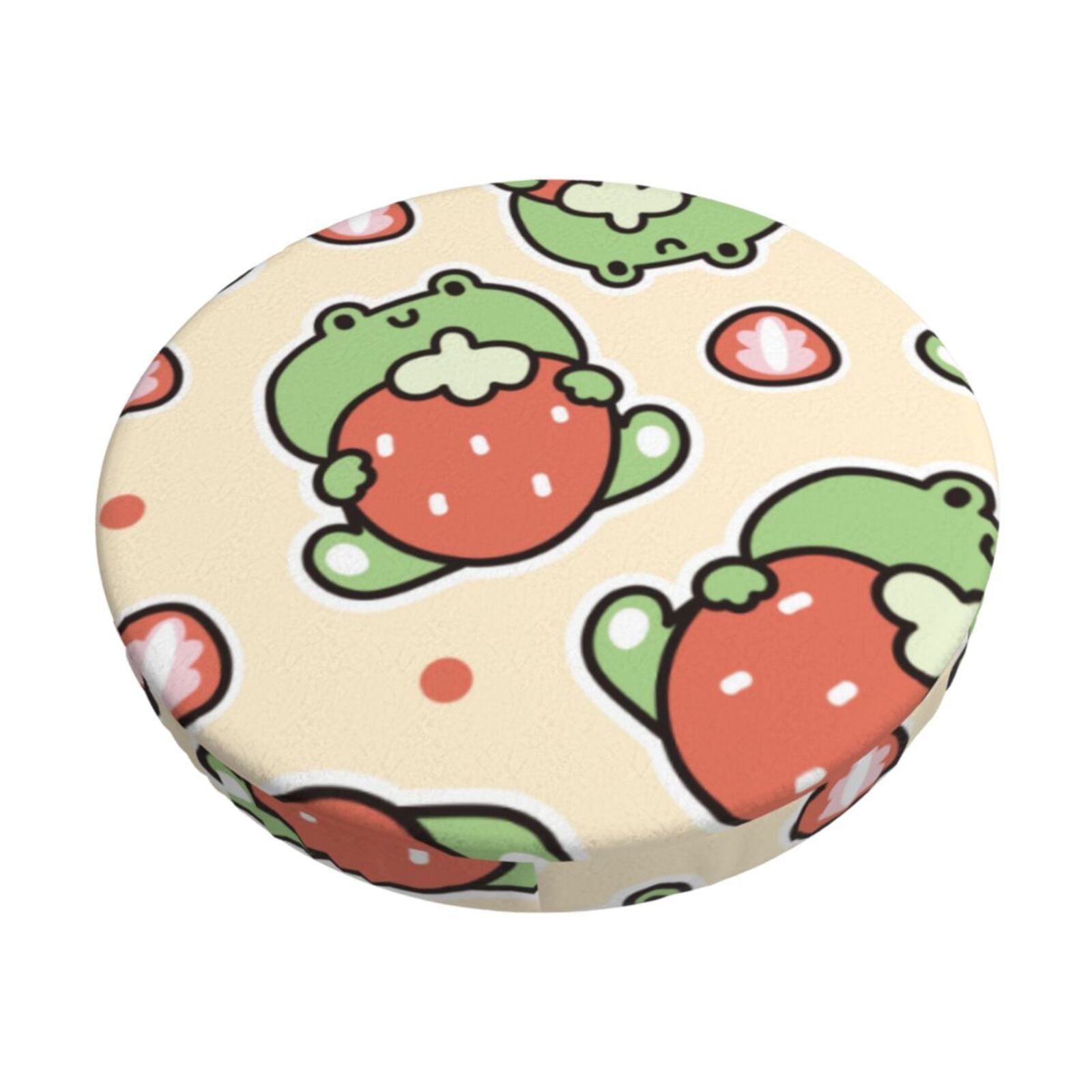 Balery Frog Hold Strawberry Round Bar Stool Seat Covers Velvet Fabric ...