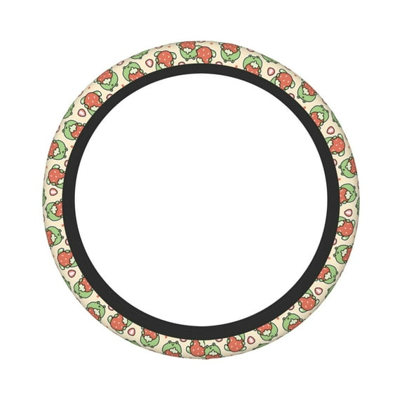 Balery Frog Hold Strawberry print Steering Wheel Covers Elastic Skidproof Steering Wheel Protective Cover Case for Men Women Universal 15 Inches Cars Accessories