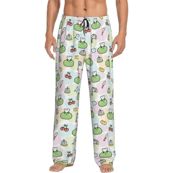 Balery Frog Wear Chef Hat print Men's Pajama Pants,Ultra Lightweight Pjs,Lounge Pant-Large