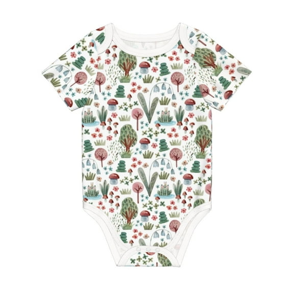 Balery Frog and Forest Plants Pattern Baby Climbing Clothes Infant Bodysuit Cute Infant Bodysuit Baby Romper-9M