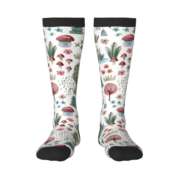 Balery Frog and Forest Plants Printed Novelty Socks Men's Women's Crew Socks Sports Socks Knee High Socks Cotton Socks Quirky and Cool Socks