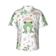 thumbnail image 1 of Balery Frog and Mushrooms Print Men's Hawaiian Shirts Short Sleeve Beach Shirt Relaxed Fit Vacation Button Down Shirts-Large, 1 of 8