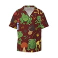 thumbnail image 1 of Balery Frogs and Mushrooms Men's Casual Button Down Shirt Short Sleeve Textured Summer Cuban Beach Shirts-Large, 1 of 7