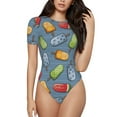 thumbnail image 1 of Balery Fruit Ice Cream Women's Short Sleevee Crew Neck Bodysuit Tops Short Sleeve Tops Basic-Small, 1 of 9