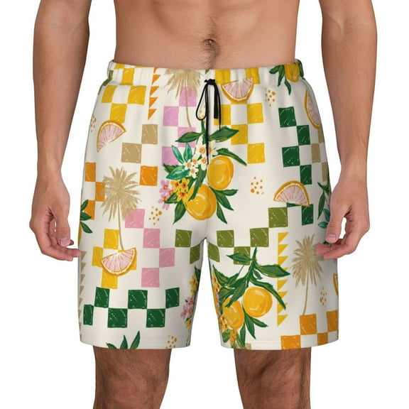 Balery Fruit Mens Swim Trunks Swim Shorts for Men Quick Dry Inseam Beach Shorts with Compression Liner Pocket-Small