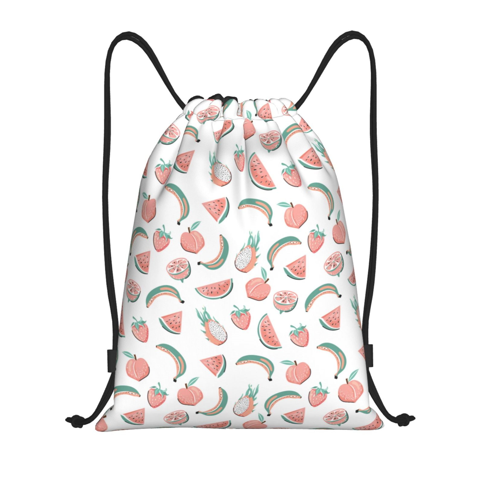 Balery Fruit Pattern Drawstring Backpack Bag Sport Gym Sackpack Cinch
