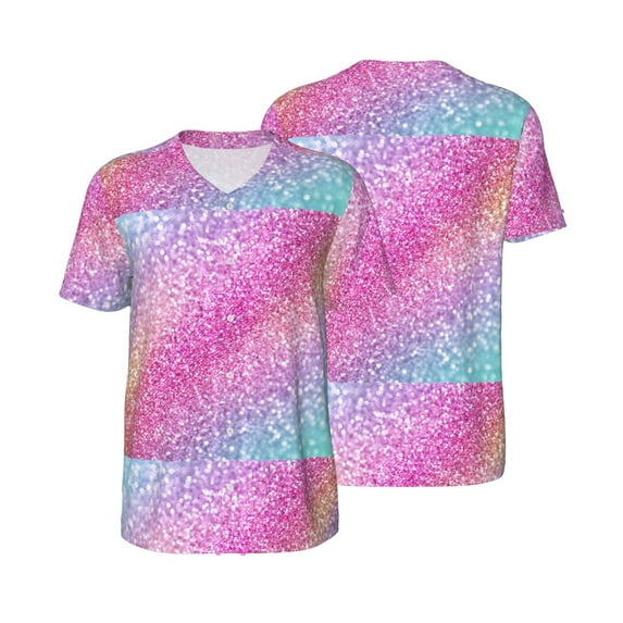 Balery Fun Rainbow Pink Baseball Jersey for Men Casual Button Down Shirts Short Sleeve Active Team Sports Uniform-Large