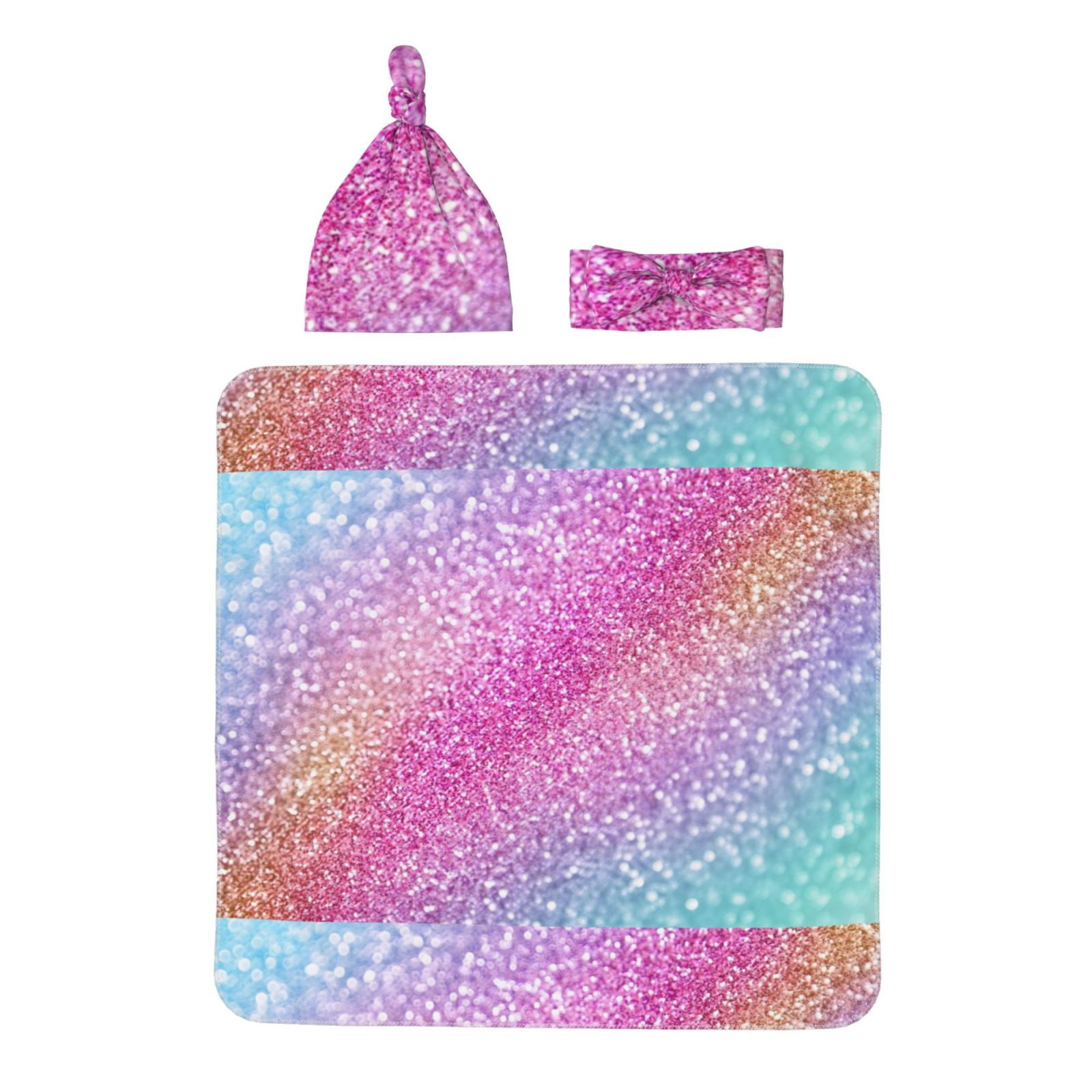 Galabloomer Newborn Swaddle Blanket With Beanie Set - Baby Boy Receiving Blanket, Rainbow Design