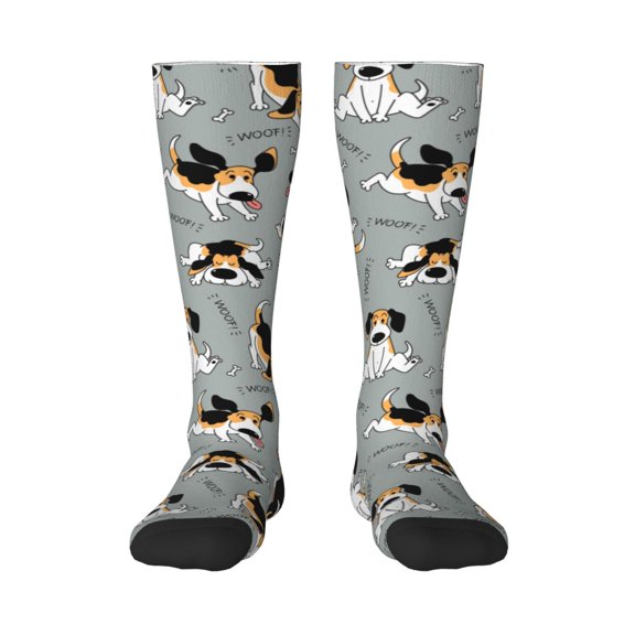 Balery Funny Beagle Active Dog Printed Novelty Socks Men's Women's Crew Socks Sports Socks Knee High Socks Cotton Socks Quirky and Cool Socks