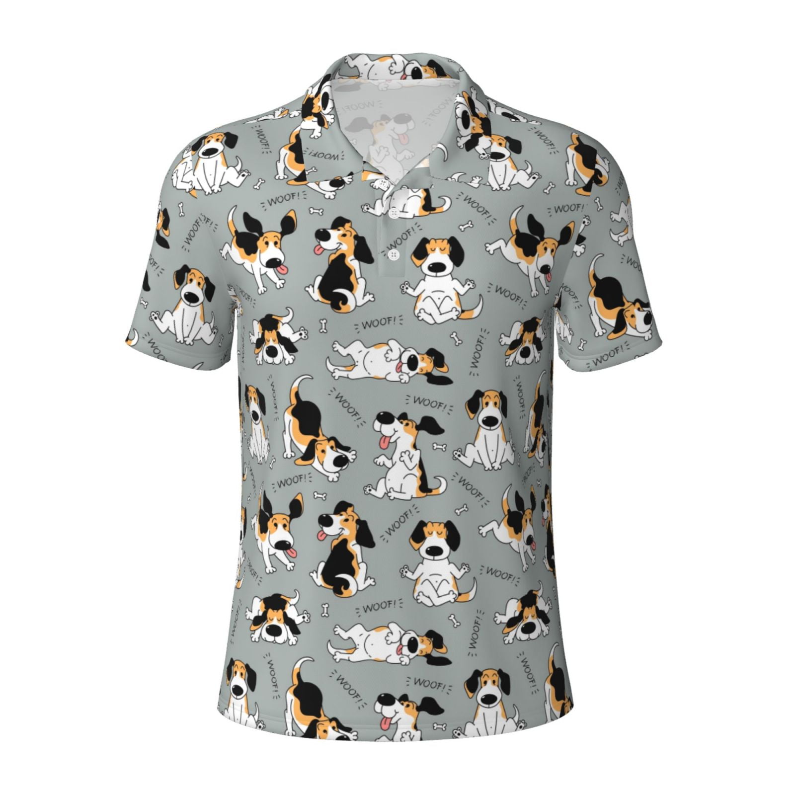 Balery Funny Beagle Active Dog Printed Men’s Short Sleeve Polo Shirt