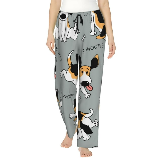 Balery Funny Beagle Active Dog print Women's Pajama Pants,Ultra ...
