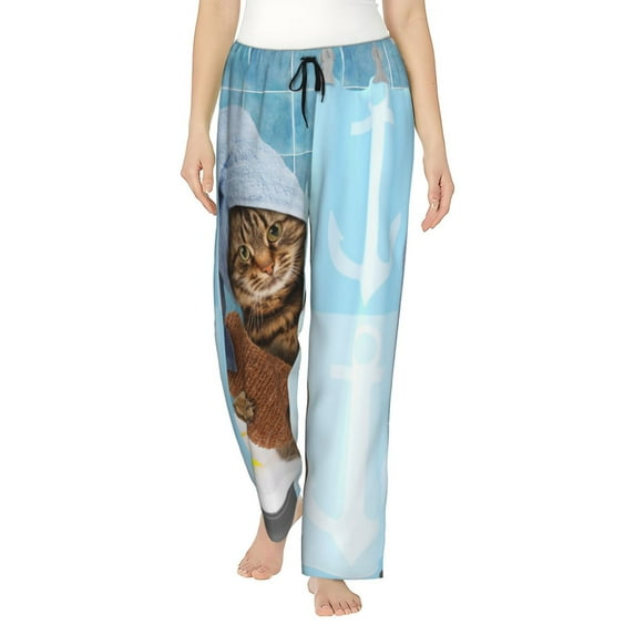 Balery Funny Cat Taking a Bath print Women's Pajama Pants,Ultra Lightweight Pjs,Lounge Pant-