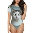 thumbnail image 1 of Balery Funny Cat Women's Short Sleevee Crew Neck Bodysuit Tops Short Sleeve Tops Basic-Medium, 1 of 9