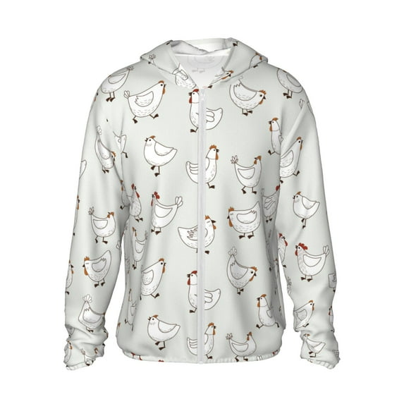 Balery Funny Chicken Men's Women's UPF 50+ Sun Protection Lightweight Hoodie Performance Long Sleeve Shirt for Fishing Running-X-Large