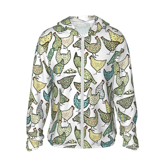 Balery Funny Chicken Men's Women's UPF 50+ Sun Protection Lightweight Hoodie Performance Long Sleeve Shirt for Fishing Running-