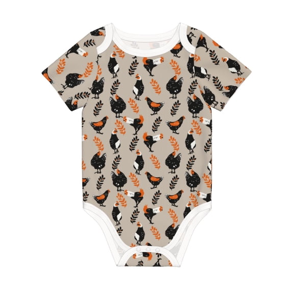 Balery Funny Chicken Pattern Baby Climbing Clothes Infant Bodysuit Cute Infant Bodysuit Baby Romper-3 Months