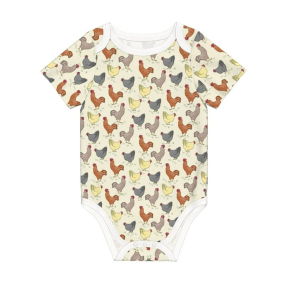 Balery Funny Chicken Pattern Baby Climbing Clothes Infant Bodysuit Cute Infant Bodysuit Baby Romper-3 Months