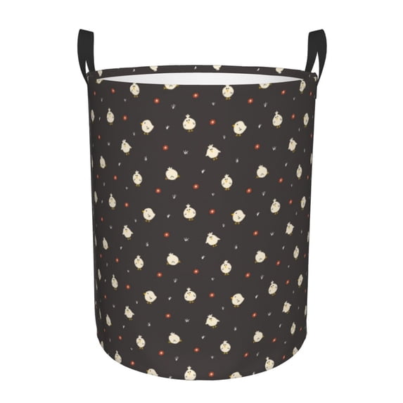 Balery Funny Chicken Round Laundry Basket with Handles Waterproof Freestanding Laundry Hamper for Clothes Toys in the Dorm and Family-Medium