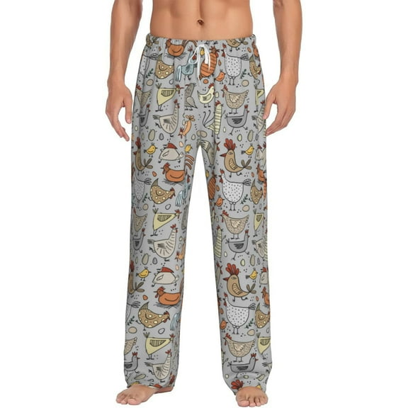Balery Funny Chicken print Men's Pajama Pants,Ultra Lightweight Pjs,Lounge Pant-Medium