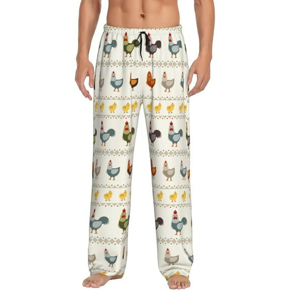 Balery Funny Chicken print Men's Pajama Pants,Ultra Lightweight Pjs,Lounge Pant-Medium