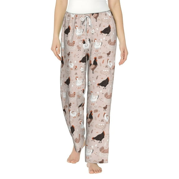 Balery Funny Chicken print Women's Pajama Pants,Ultra Lightweight Pjs,Lounge Pant-Large