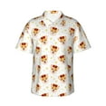 thumbnail image 1 of Balery Funny Corgi Print Men's Hawaiian Shirts Short Sleeve Beach Shirt Relaxed Fit Vacation Button Down Shirts-Small, 1 of 9