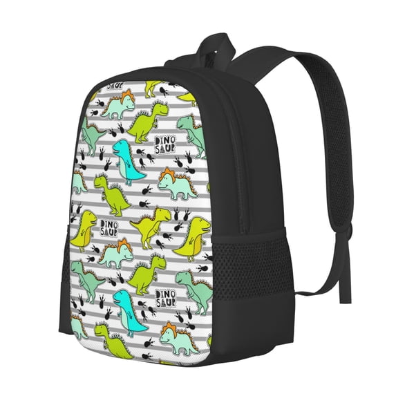 Balery Funny Dinosaurs on Stripes Backpack for Men and Women - Durable 600D Oxford Cloth -Large Capacity, Water-Resistant School, Travel, and Hiking Bag