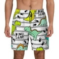 thumbnail image 1 of Balery Funny Dinosaurs on Stripes Mens Swim Trunks Swim Shorts for Men Quick Dry Inseam Beach Shorts with Compression Liner Pocket-Large, 1 of 9