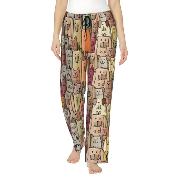 Balery Funny Dogs Family print Women's Pajama Pants,Ultra Lightweight Pjs,Lounge Pant-XX-Large