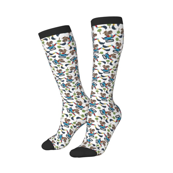 Balery Funny Excavator Printed Novelty Socks Men's Women's Crew Socks Sports Socks Knee High Socks Cotton Socks Quirky and Cool Socks