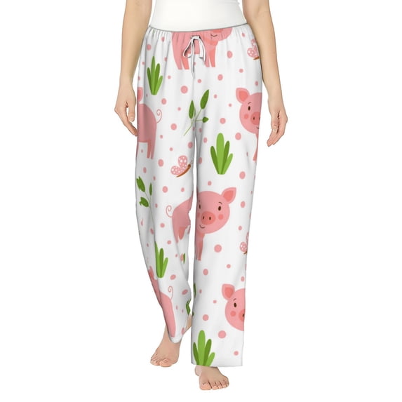 Balery Funny Little Pigs print Women's Pajama Pants,Ultra Lightweight Pjs,Lounge Pant-Medium