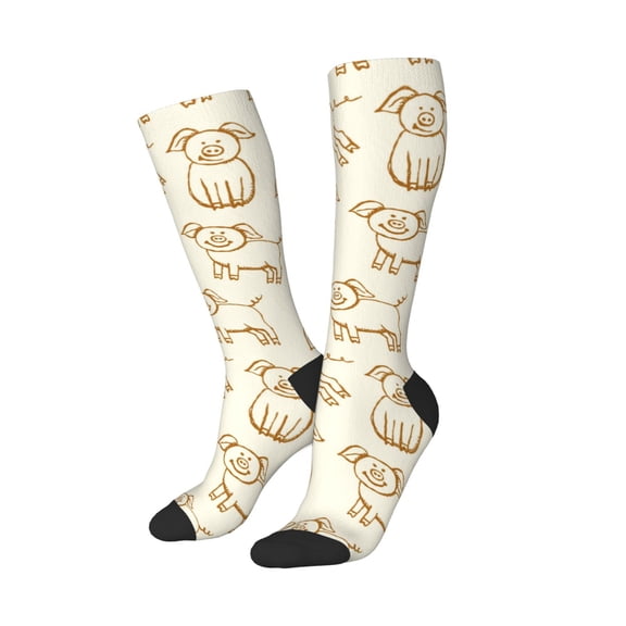 Balery Funny Pigs Printed Novelty Socks Men's Women's Crew Socks Sports Socks Knee High Socks Cotton Socks Quirky and Cool Socks