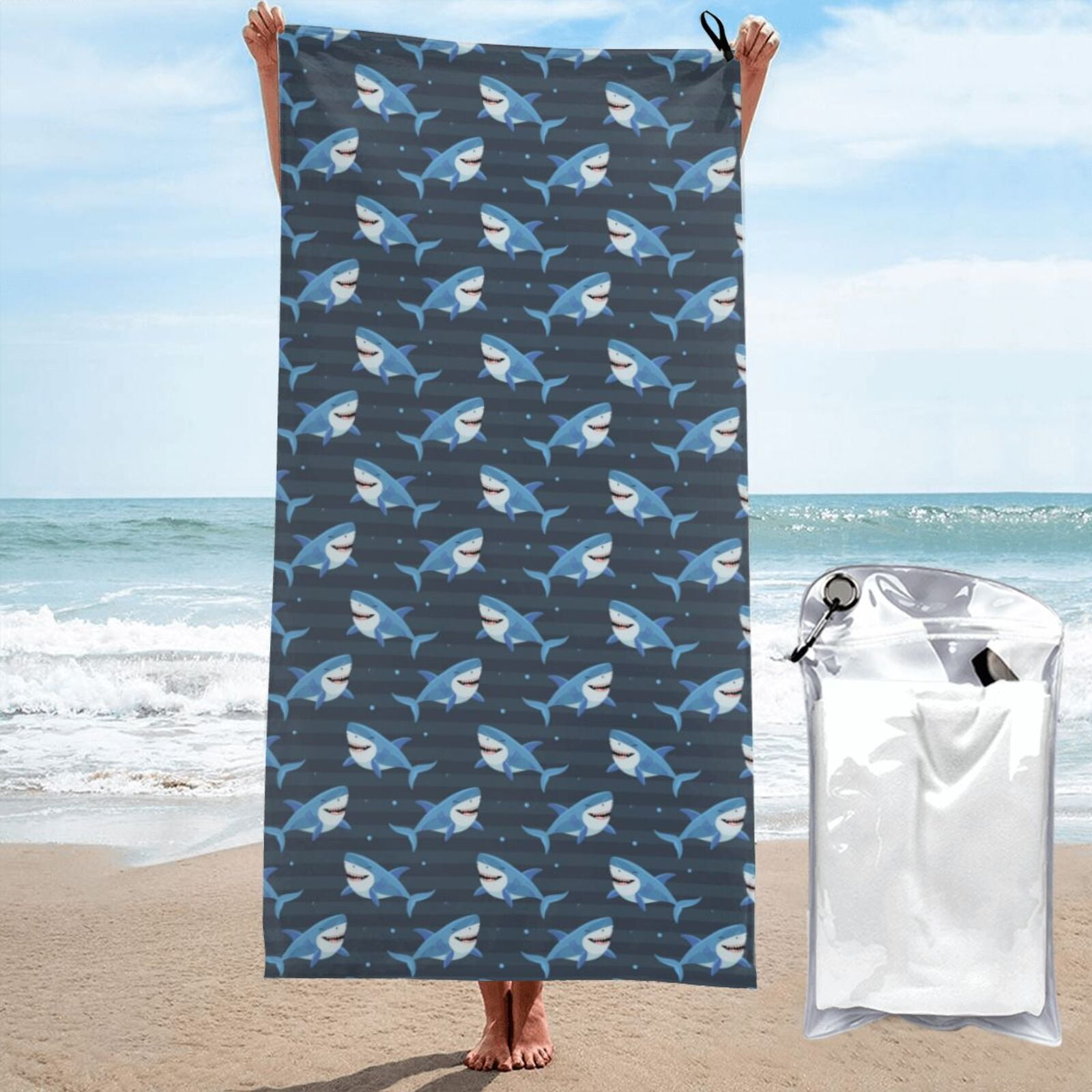 Balery Funny Sharks Print Towels - Luxurious Jumbo Bath Sheet - Highly ...