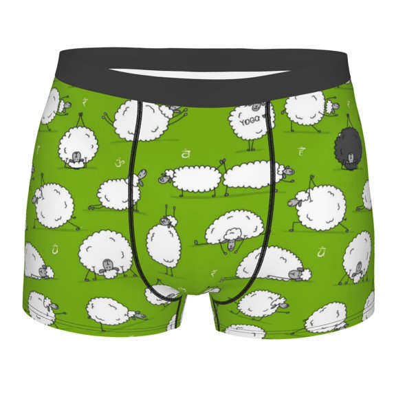 Balery Funny Sheep Doing Yoga Men's Boxer Briefs, Soft and Breathable Cotton Underwear with nylon Waistband-Large