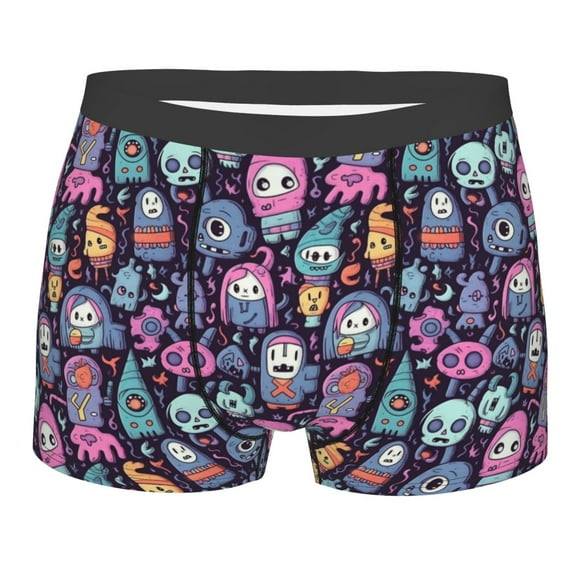 Balery Funny colorful skull ghost Men's Boxer Briefs, Soft and Breathable Cotton Underwear with nylon Waistband-XX-Large