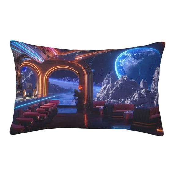 Balery Futuristic Bar Space View Bedding Queen Pillow Cases - Envelope Closure - Soft Brushed Microfiber Fabric - Shrinkage and Fade Resistant Pillow Cases-14"x20"