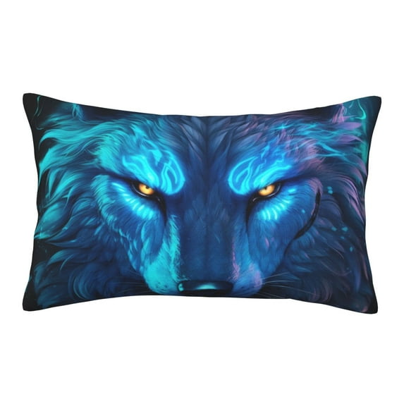 Balery Futuristic Blue Light Wolf Bedding Queen Pillow Cases - Envelope Closure - Soft Brushed Microfiber Fabric - Shrinkage and Fade Resistant Pillow Cases-14"x20"