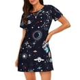 thumbnail image 1 of Balery Galaxy2 Pattern Womens Short Sleeve Sleepshirt Scoopneck Cute Nightdress Comfy Nightgown Loungewear Dress, 1 of 6