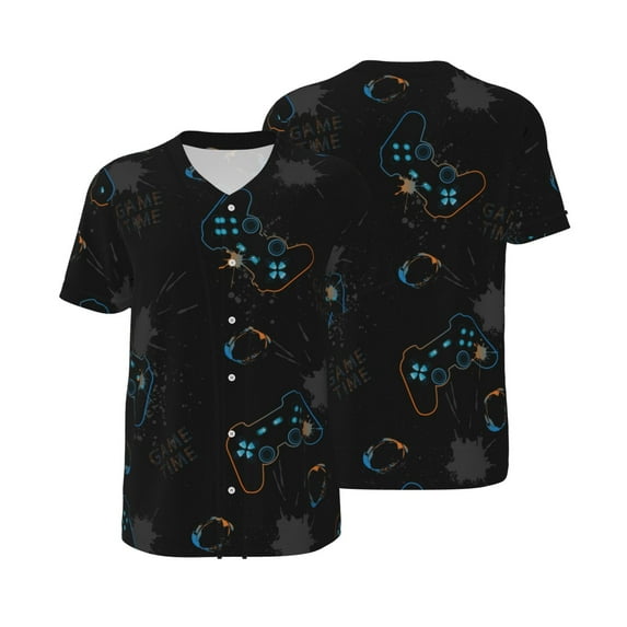 Balery Game Time Baseball Jersey for Men Casual Button Down Shirts Short Sleeve Active Team Sports Uniform-XX-Large