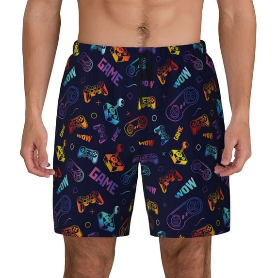 Balery Games Mens Swim Trunks Swim Shorts for Men Quick Dry Inseam Beach Shorts with Compression Liner Pocket-Small