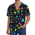 thumbnail image 1 of Balery Geometric 1980s Styled Men's Casual Button Down Shirt Short Sleeve Textured Summer Cuban Beach Shirts-XX-Large, 1 of 7