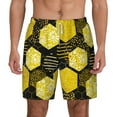 thumbnail image 1 of Balery Geometric Pattern with Bee Mens Swim Trunks Swim Shorts for Men Quick Dry Inseam Beach Shorts with Compression Liner Pocket-3X-Large, 1 of 9