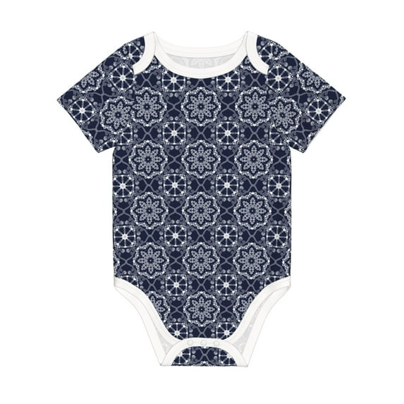Balery Geometry Flower Pattern Baby Climbing Clothes Infant Bodysuit Cute Infant Bodysuit Baby Romper-2 Years