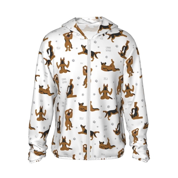 Balery German Shepherd Dog Men's Women's UPF 50+ Sun Protection Lightweight Hoodie Performance Long Sleeve Shirt for Fishing Running-Small